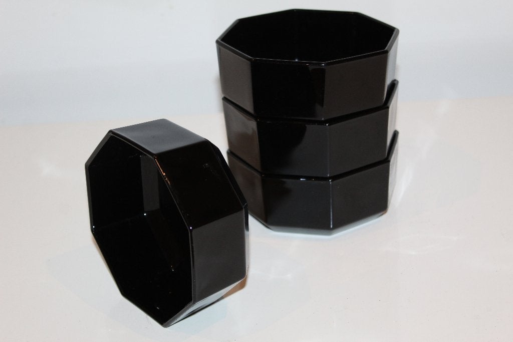 Luminarc Octime Zwart Glazen Schaaltjes - Set van 4, Huis en Inrichting, Keuken | Servies, Overige merken, Vintage, Ophalen of Verzenden
