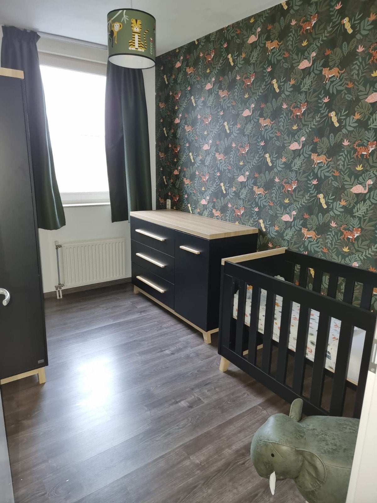 Commode met lades en kastje - Zwart/Hout, Ophalen, Gebruikt, 50 tot 70 cm, 100 cm of meer