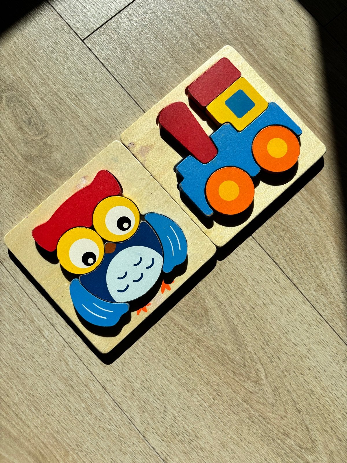 Houten puzzels: Uil en Tractor, Ophalen of Verzenden, Gebruikt, Overige typen