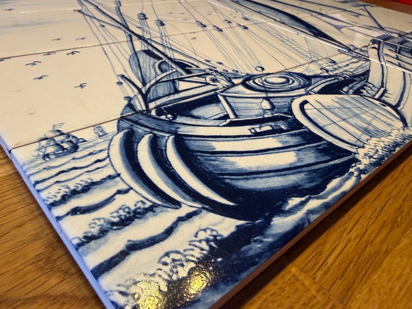 Delfts Blauw Tegeltableau Royal Mosa Zeilschepen - 60x68 cm, Antiek en Kunst, Ophalen
