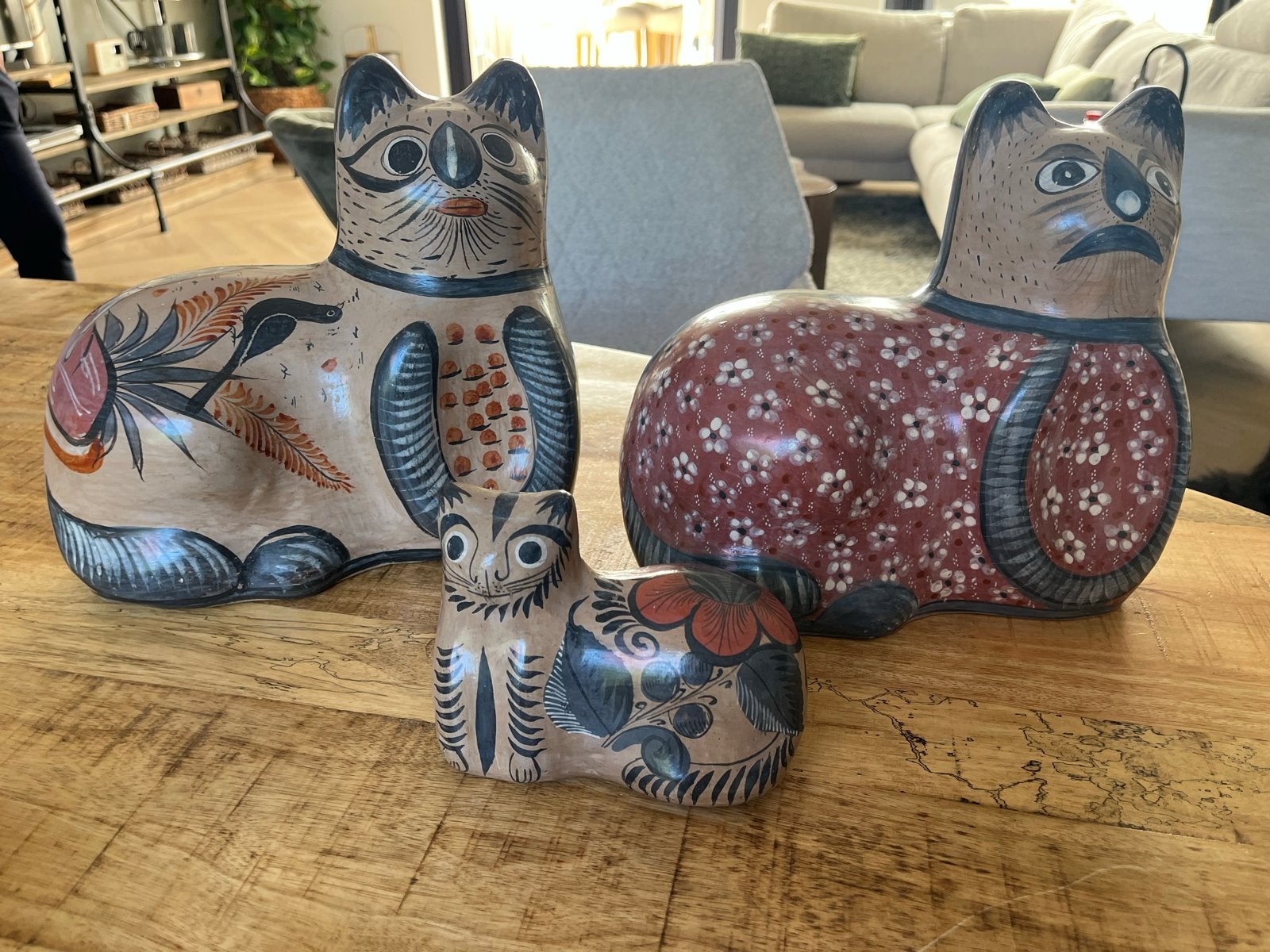 Tonala Jal Mexicaans Keramiek Kattenbeeldjes Set, Ophalen