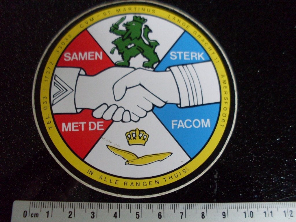sticker samen sterk met de facom militaire vakbond logo, Verzenden, Zo goed als nieuw, Bedrijf of Vereniging
