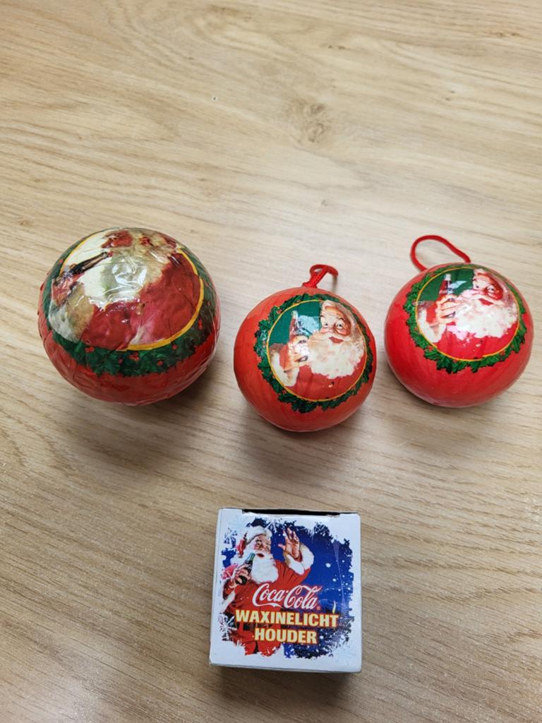 3 Coca-Cola kerstballen en waxinelichthouder, Verzamelen, Merken en Reclamevoorwerpen, Ophalen of Verzenden, Nieuw, Gebruiksvoorwerp