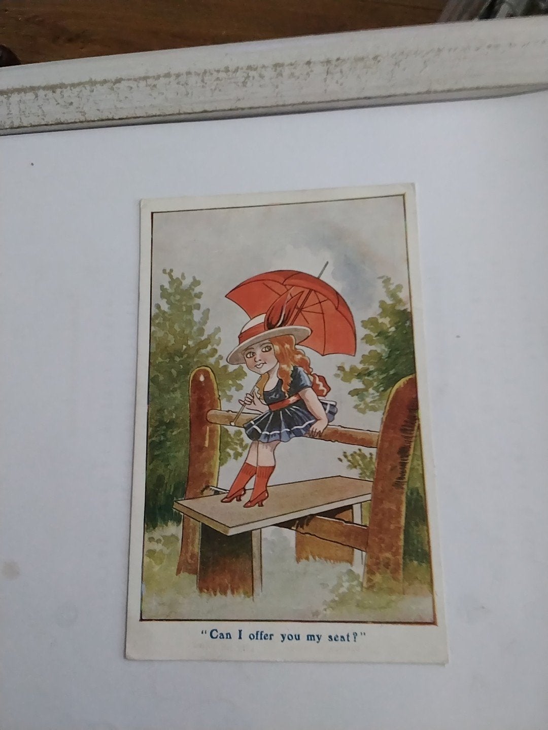 Vintage Philco Ansichtkaart: 'Can I offer you my seat?', Ophalen of Verzenden, Voor 1920, Ongelopen