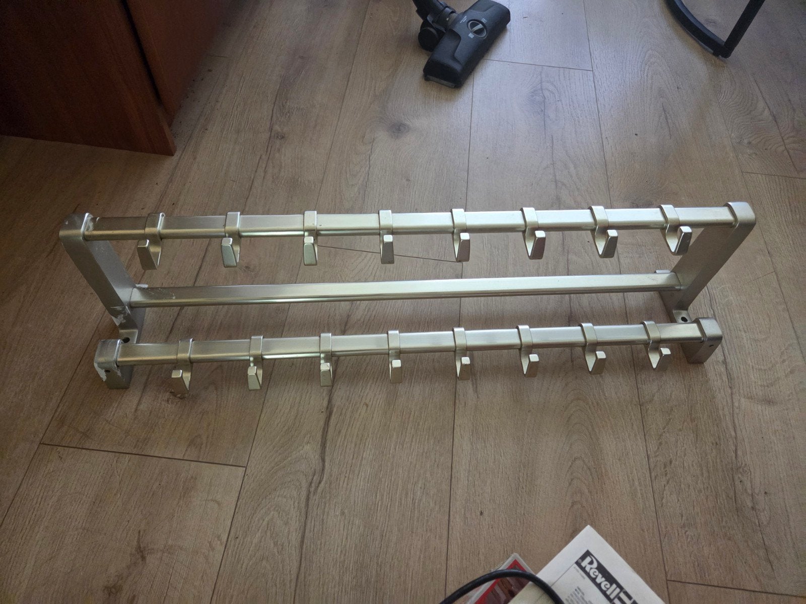 Vintage metalen wandkapstok met 10 haken, Wandkapstok, Gebruikt, Ophalen of Verzenden, Minder dan 100 cm