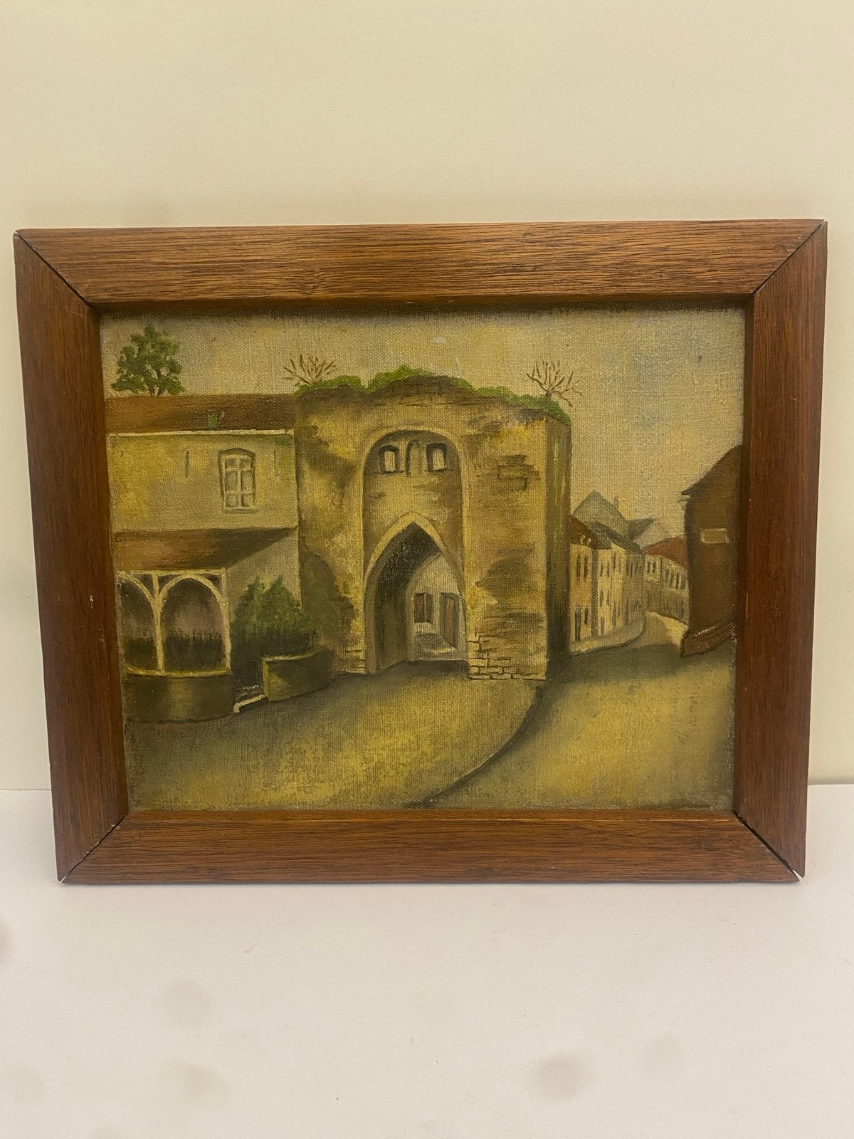 Schilderij Berkelpoort Valkenburg aan de Geul, Doek, Realistisch, Ophalen of Verzenden, Olieverf
