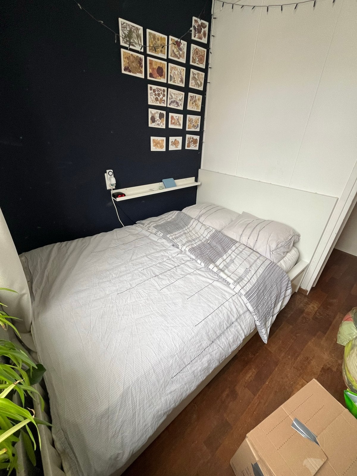 Ikea Malm bed 140x200 met 2 lades en lattenbodems, Ophalen, Wit, 140 cm, Twijfelaar