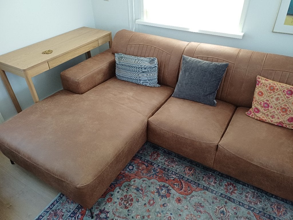 2 zits bank met eiland of chaise longue, Huis en Inrichting, Banken | Bankstellen, Ophalen, Overige materialen, Hoekbank, 75 tot 100 cm