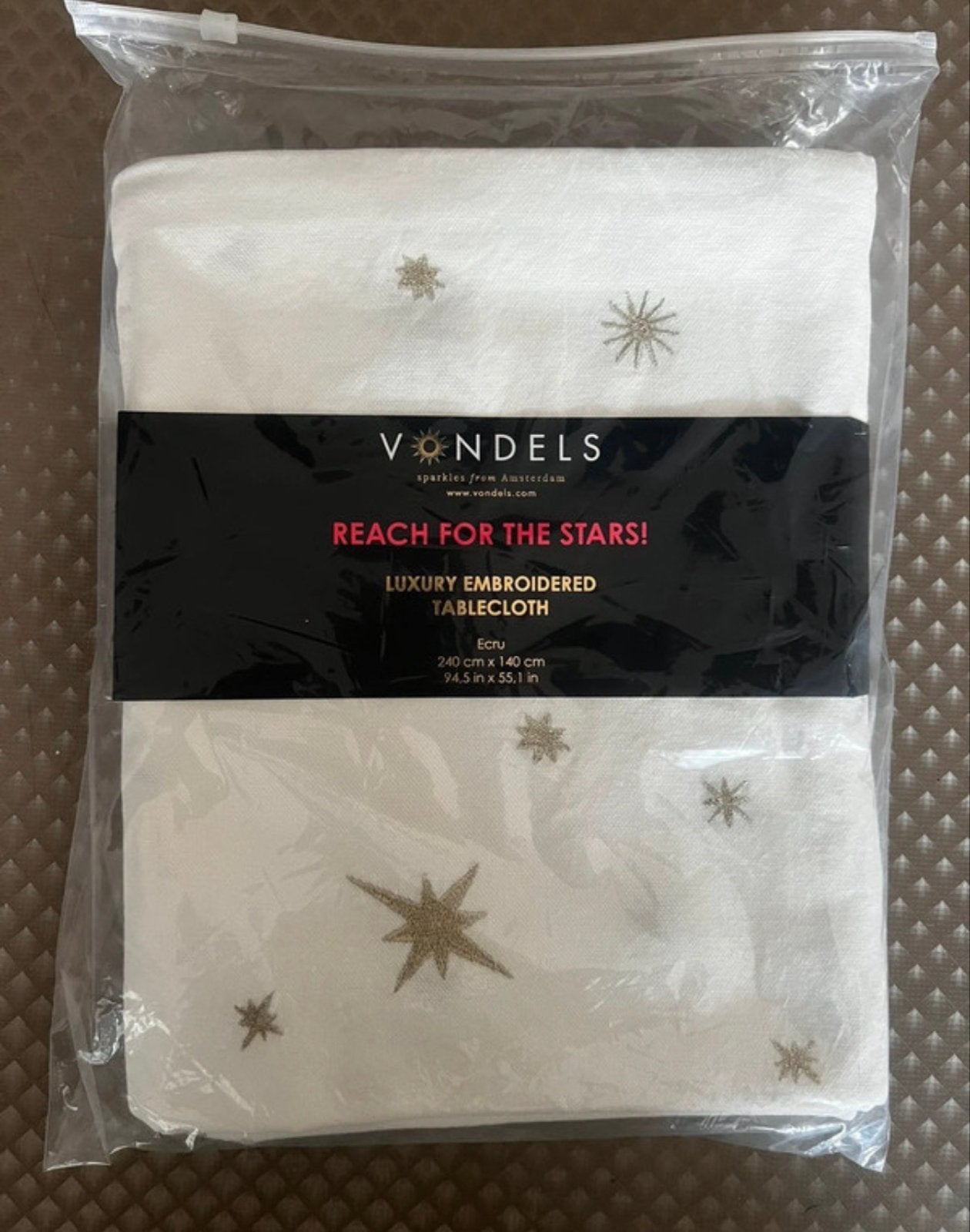 Vondels Tafelkleed Nieuw 240x140 cm - Luxe Geborduurd, Nieuw, Ophalen of Verzenden, Katoen, Wit