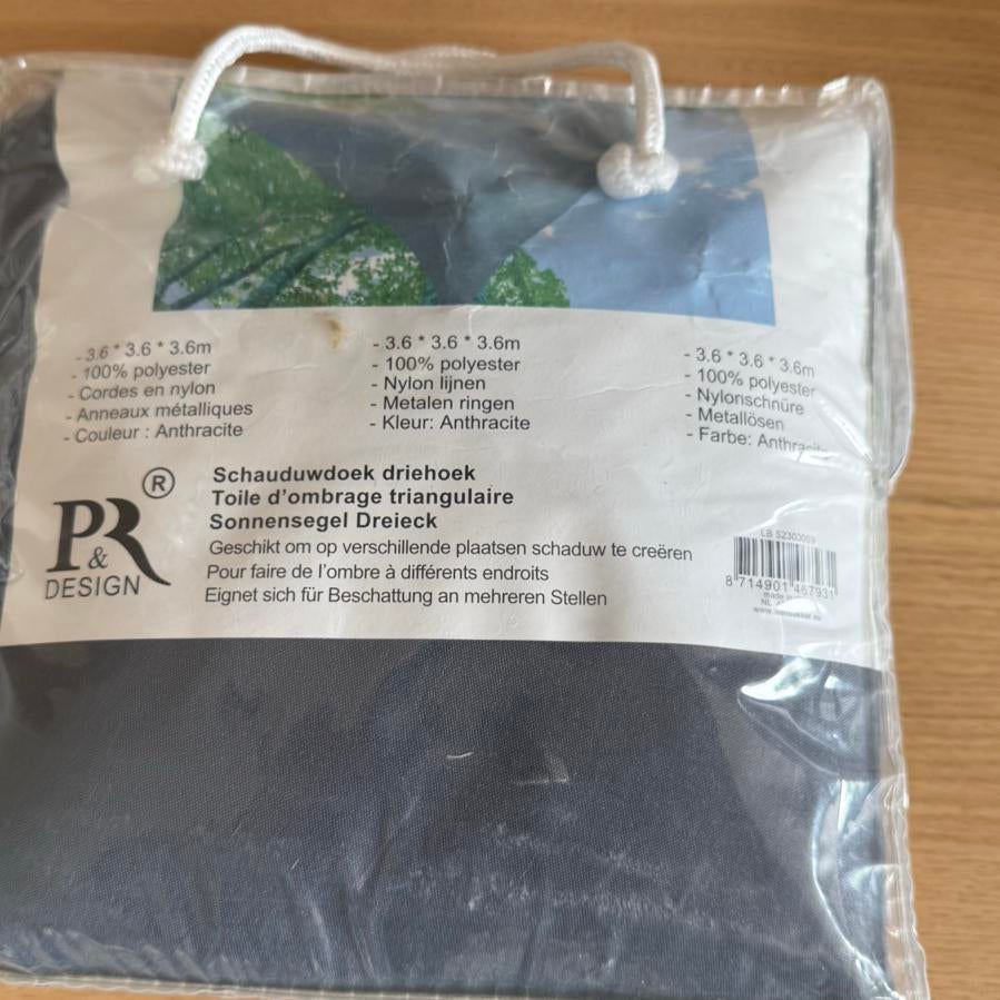 Schaduwdoek tarp driehoek 3.60 meter, Ophalen of Verzenden, Zo goed als nieuw