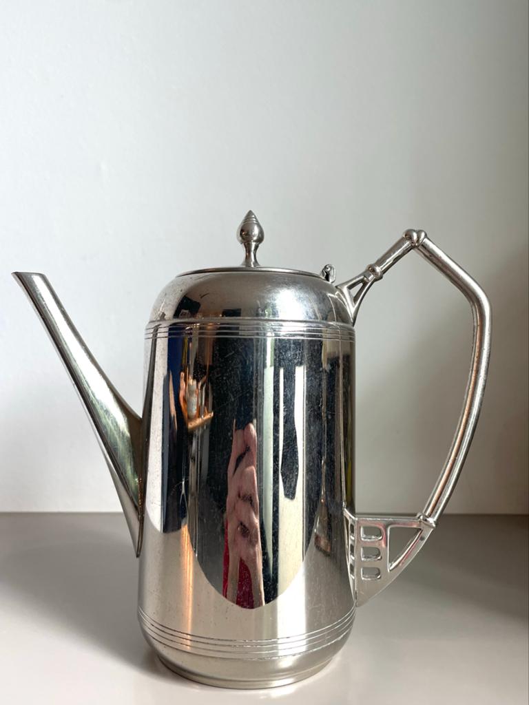 Vintage Verzilverde Koffiepot/Theepot, Antiek en Kunst, Antiek | Goud en Zilver, Ophalen of Verzenden, Zilver