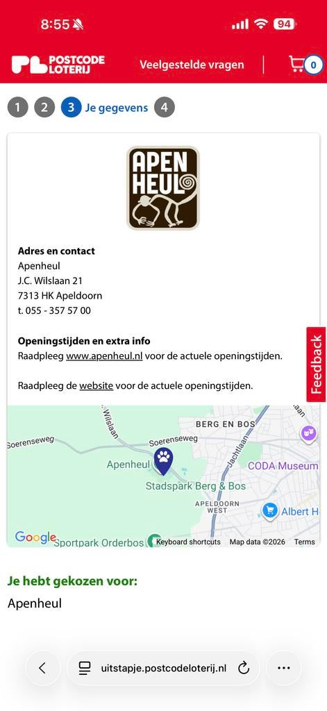4 kaarten voor de Apenheul, Drie personen of meer, Ticket of Toegangskaart