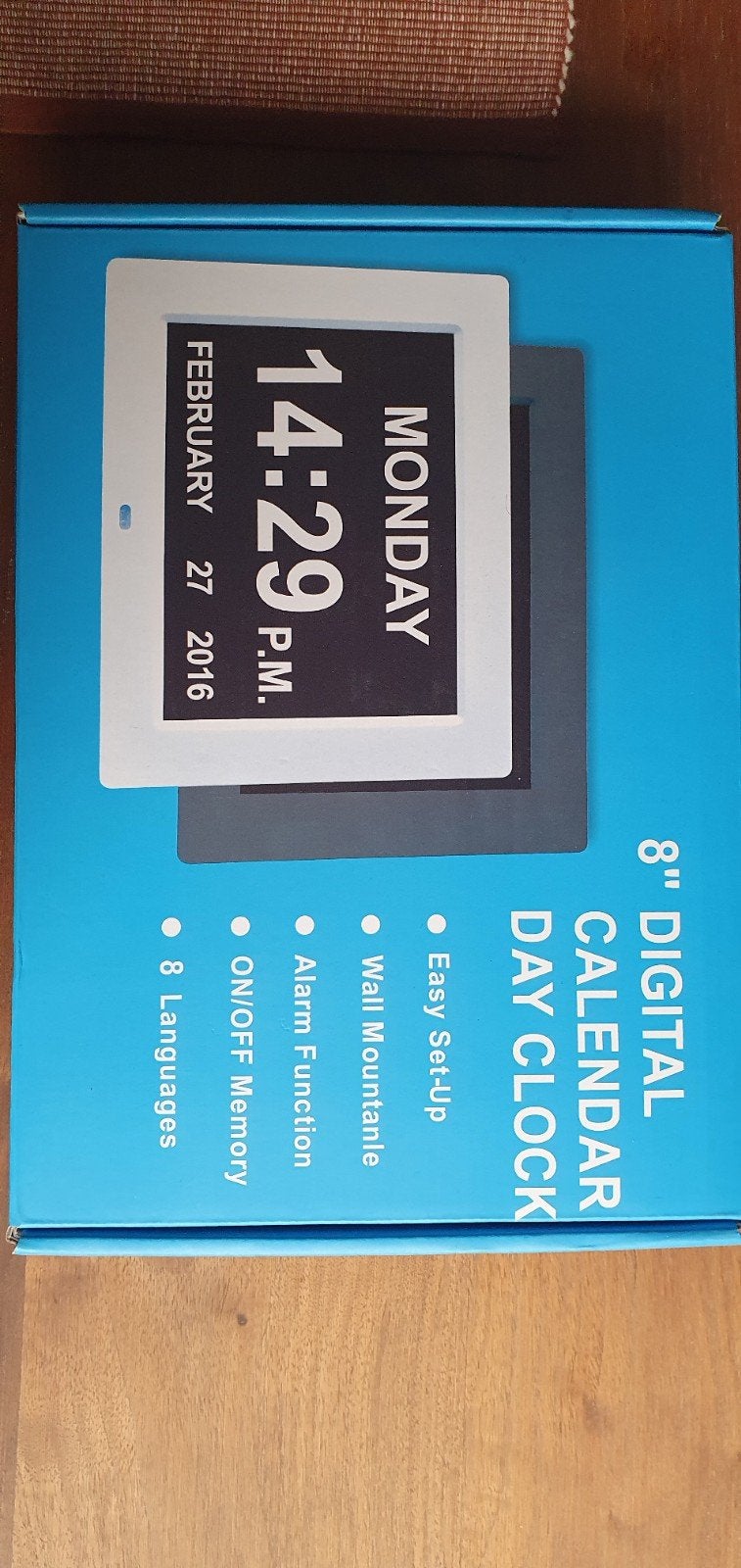 PuroTech 8 inch Digitale kalender dag Klok, bijna nieuw in d, Overige merken, Ophalen of Verzenden, Zo goed als nieuw, Klokfunctie