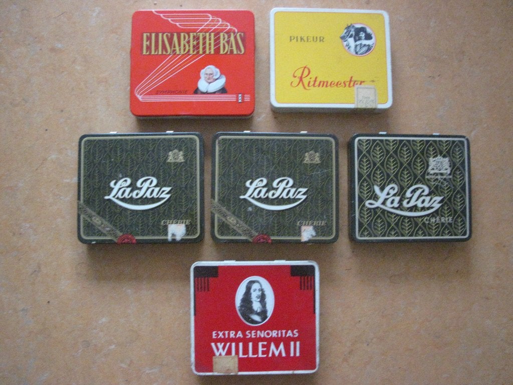 5 x Sigaren doosjes, metaal, in goede staat., Verzamelen, Ophalen of Verzenden, Gebruikt, Overige, Overige merken