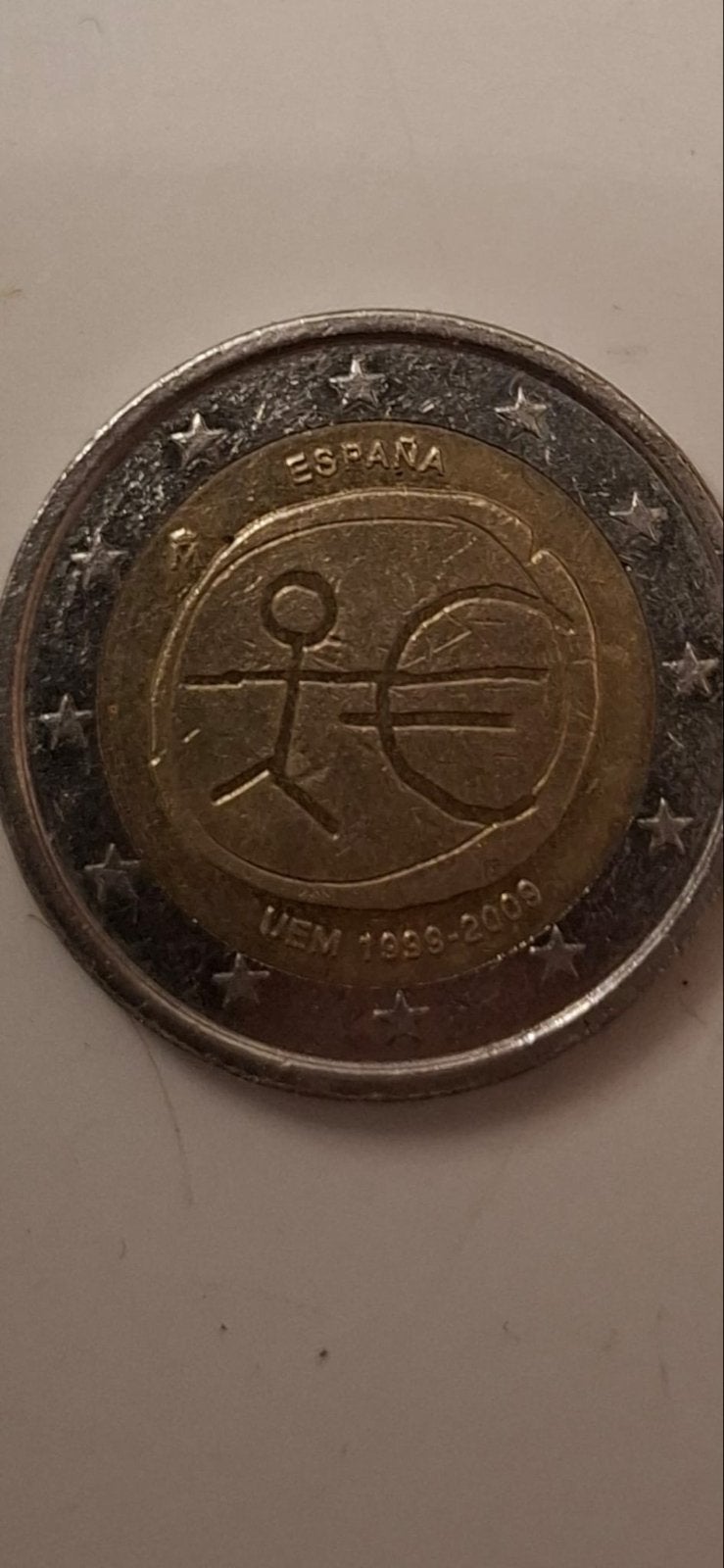 2 Euro Spanje 2009 - 10 Jaar Economische en Monetaire Unie, Postzegels en Munten, Munten | Europa | Euromunten, Ophalen of Verzenden