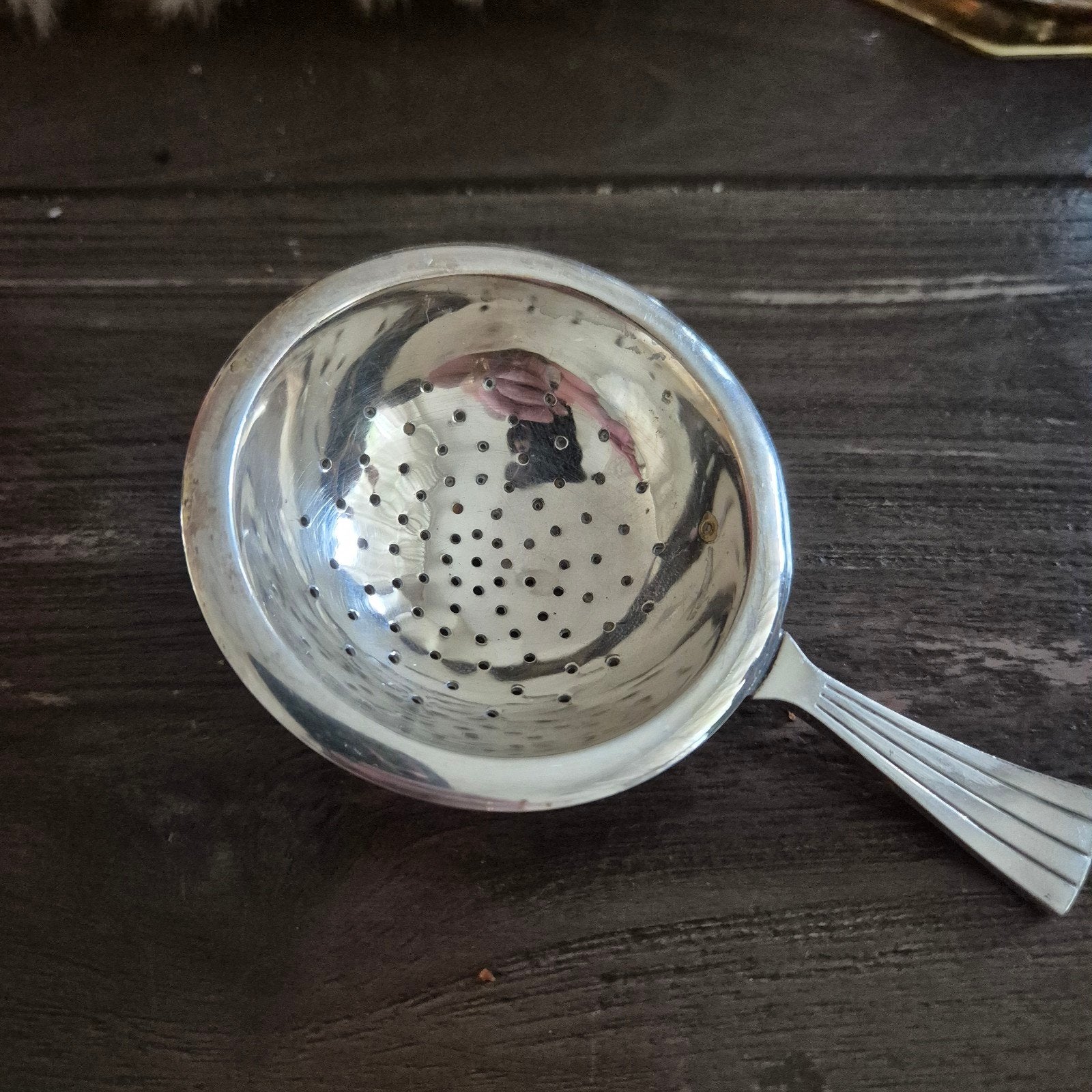 Antieke DE zilveren theezeef met handvat, Antiek en Kunst, Antiek | Goud en Zilver, Ophalen of Verzenden, Zilver
