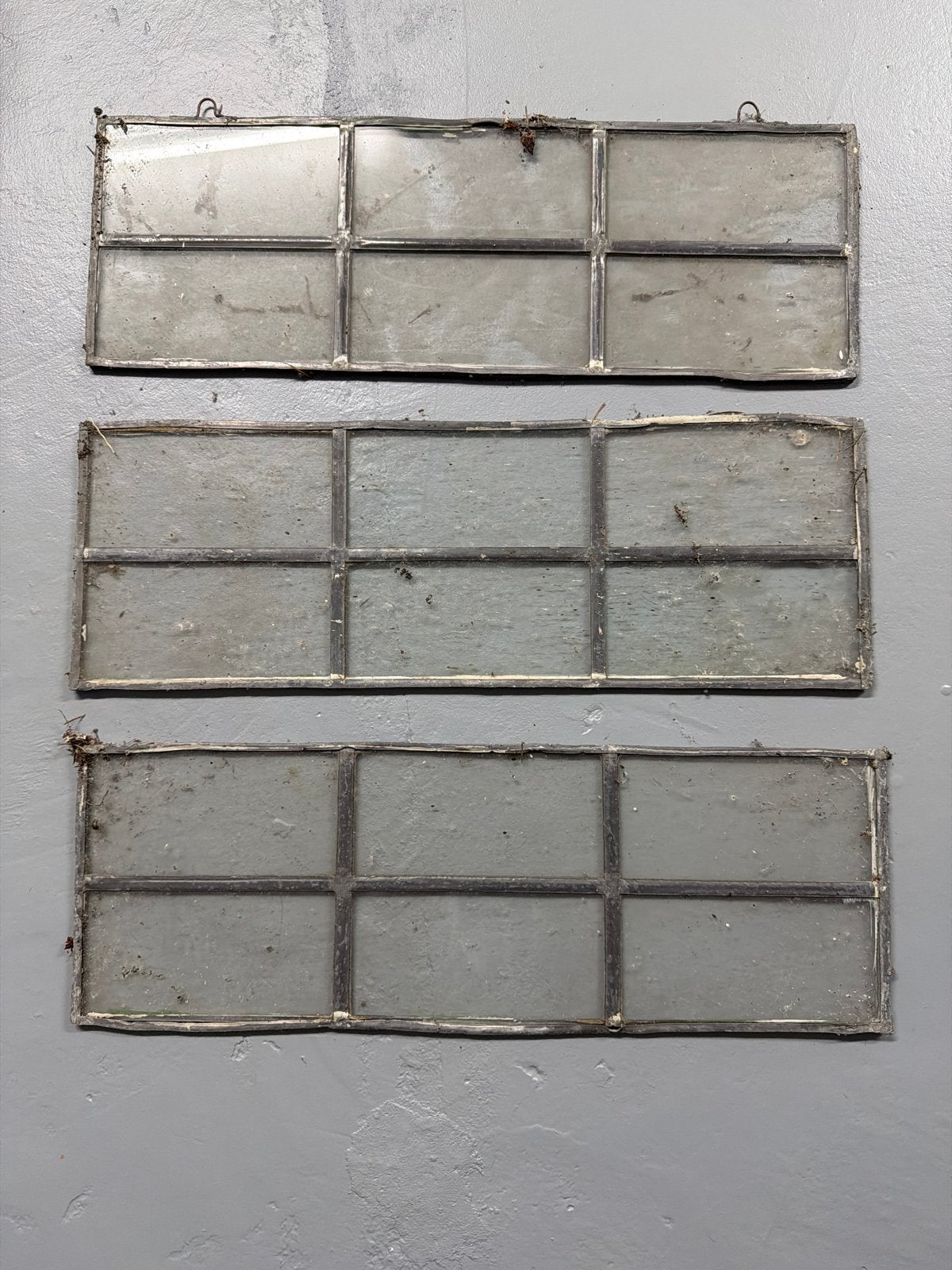 Glas in lood raampjes - 3 stuks, ca. 30x10 cm, Ophalen, Gevelraam of Ruit, Gebruikt, Minder dan 80 cm