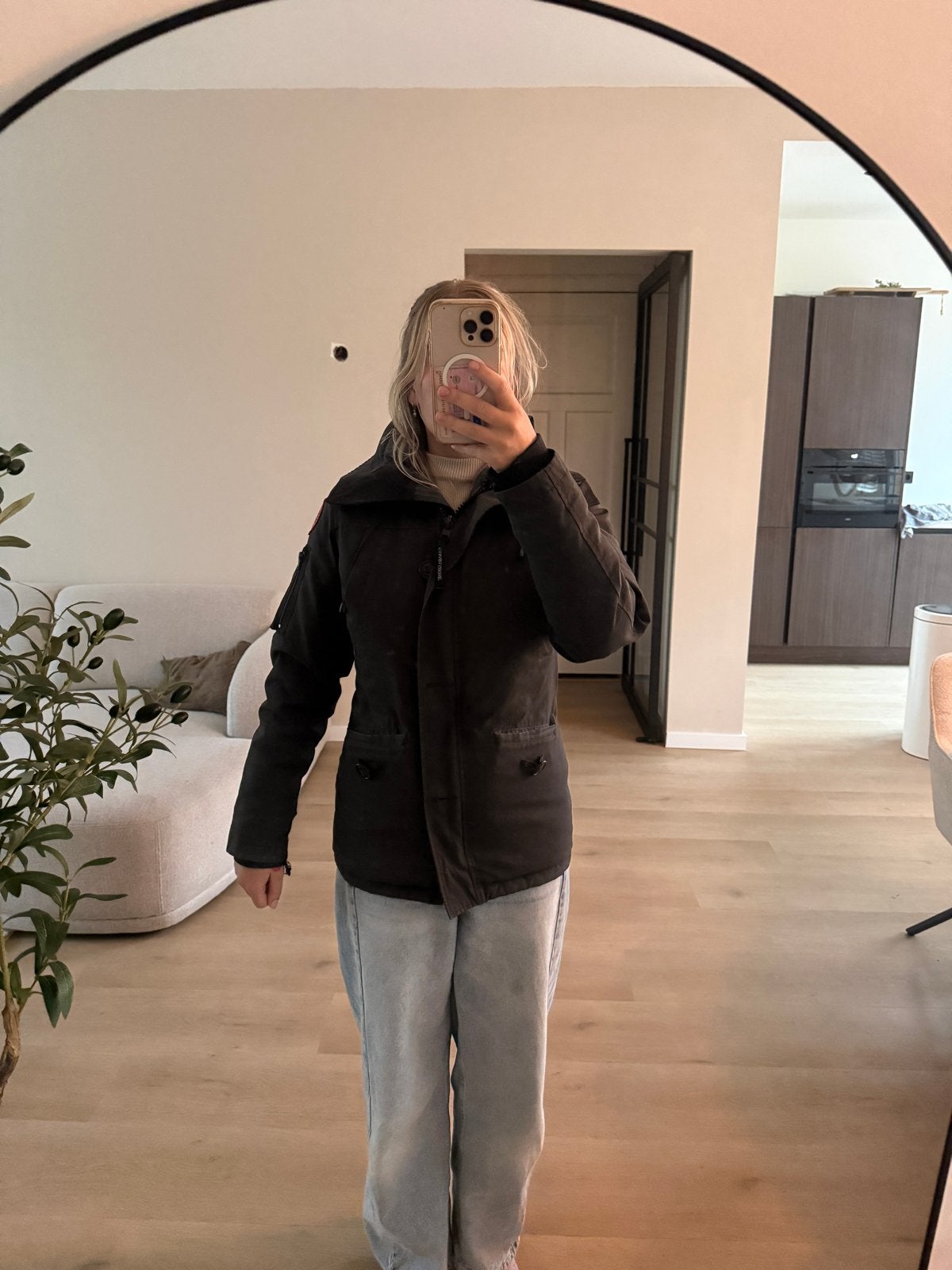 Warme grijze Canada Goose jas, Ophalen of Verzenden, Gedragen, Maat 36 (S), Grijs