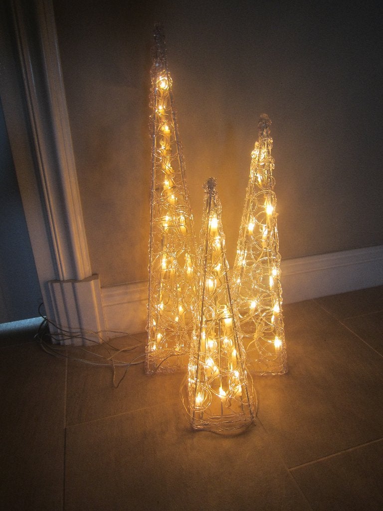 kerstpiramide kegel transp sliertjes vensterbank verlichting, Ophalen of Verzenden, Zo goed als nieuw