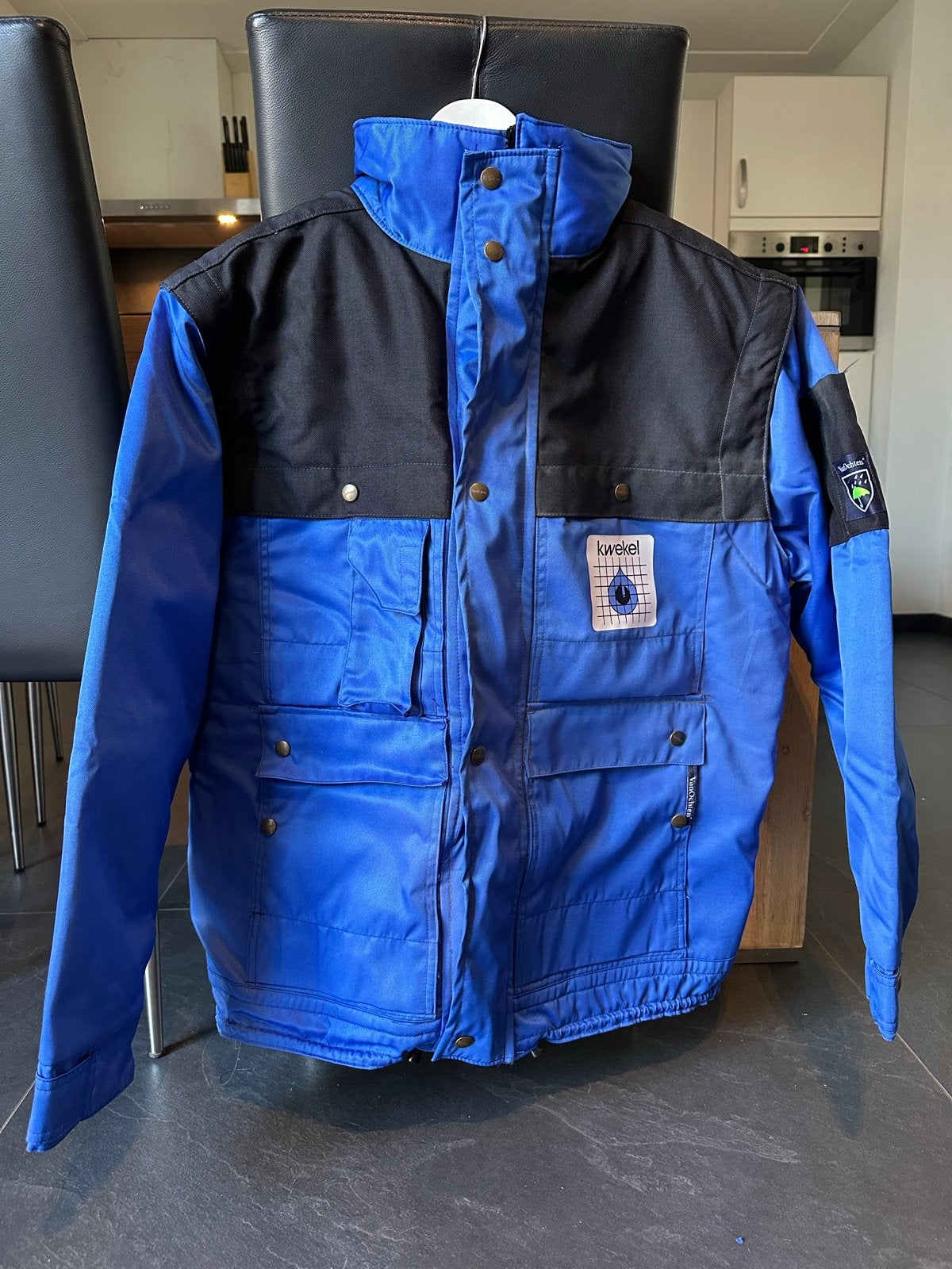 Werkjas blauw/zwart, maat L, Ophalen of Verzenden, Zo goed als nieuw, Jas