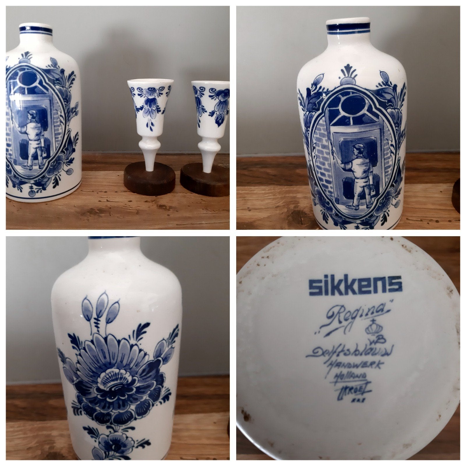 Delftsblauw Sikkens Vaas & 2 Borrelglaasjes, Ophalen of Verzenden