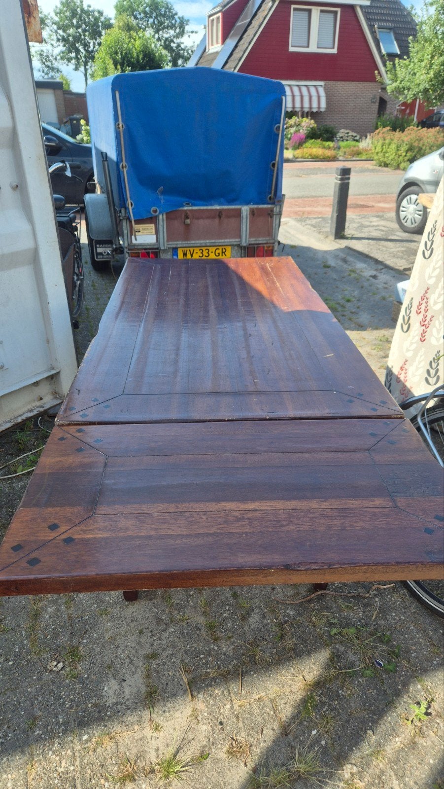 Koloniaal houten tafel met 2 lades- opknapper, Ophalen