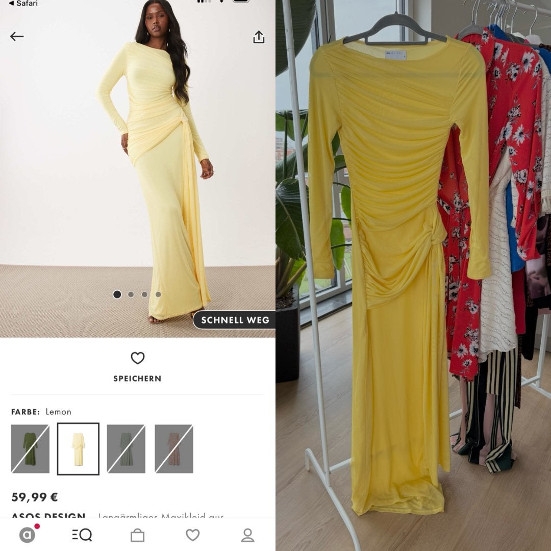 ASOS DESIGN Lange Maxi Jurk - Citroengeel - Maat XS, Kleding | Dames, Geel, Ophalen of Verzenden, Zo goed als nieuw, Maat 34 (XS) of kleiner