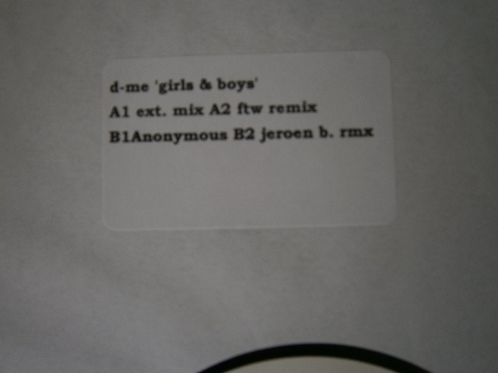 D-Me ‎– Girls & Boys. 2005. White Label. Club House, House, Cd's en Dvd's, Vinyl | Dance en House, Ophalen, 2000 - 2009, Zo goed als nieuw