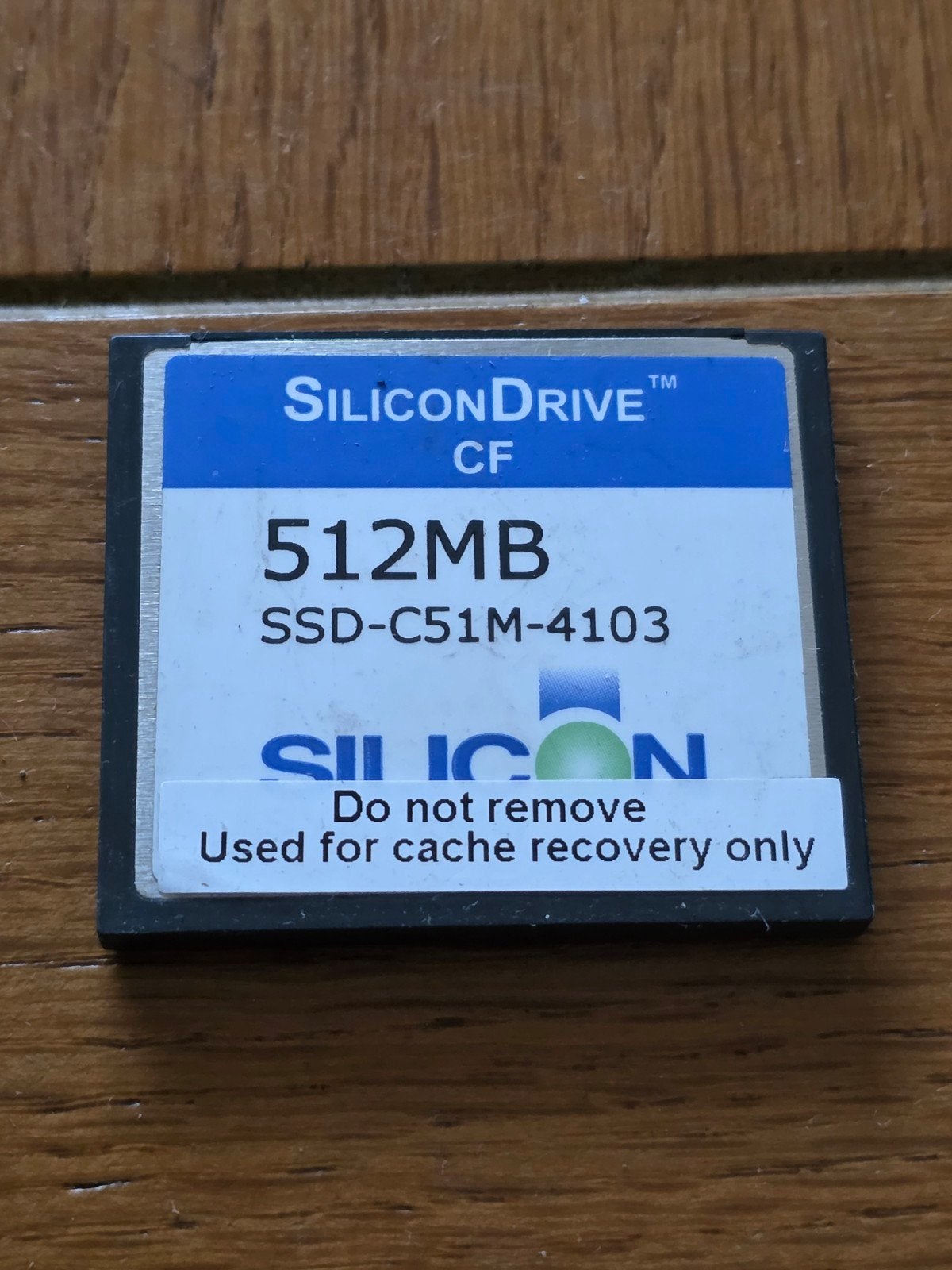 SiliconDrive Compact Flash (CF) kaart 512MB, Gebruikt, SiliconDrive, Compact Flash (CF), Overige