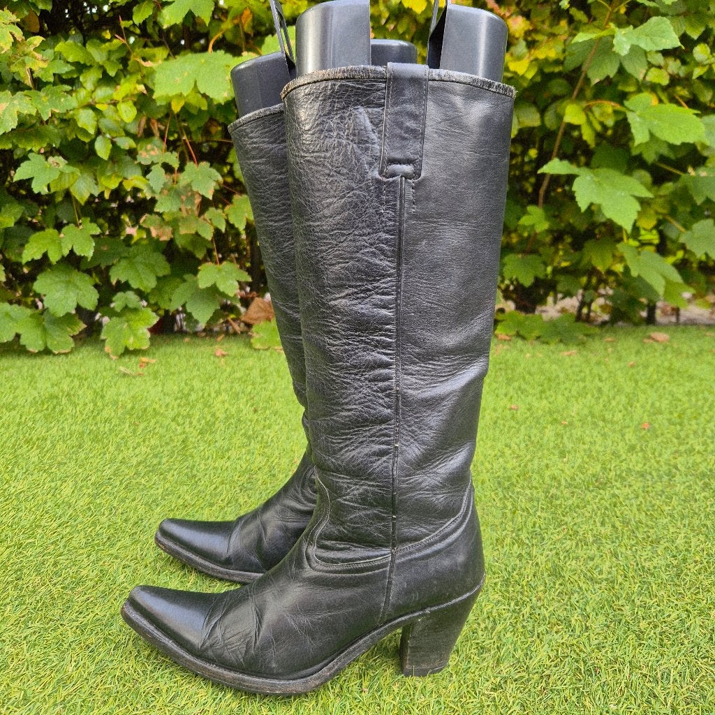 Zwarte hoge Sendra laarzen by Paul Warmer /maat 37, Zwart, Ophalen of Verzenden, Gedragen, Hoge laarzen