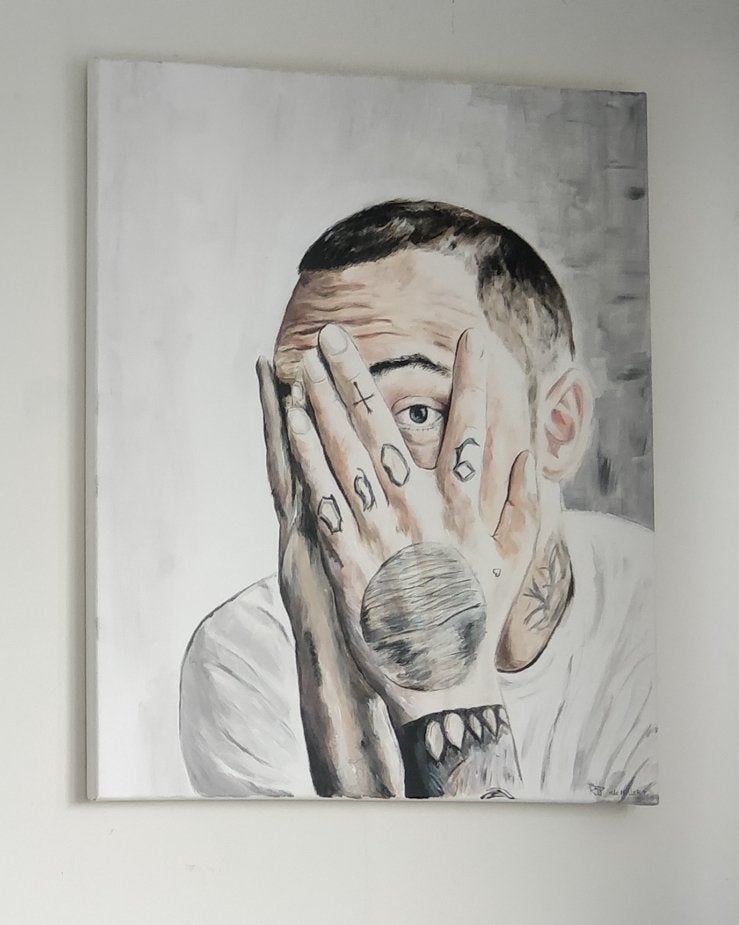 Handgeschilderd Mac Miller schilderij 53x65cm, Ophalen