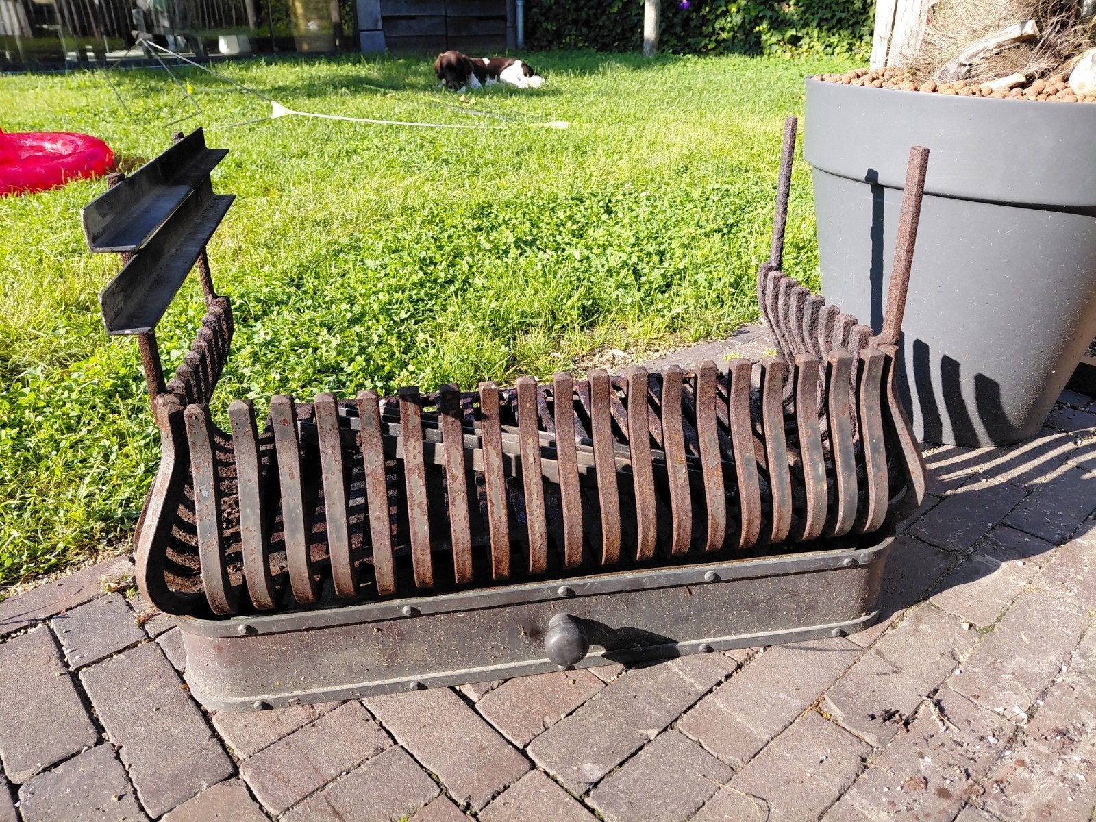 Antieke haardset met koperen aslade, Ophalen, Gebruikt, Vrijstaande haard, Houthaard