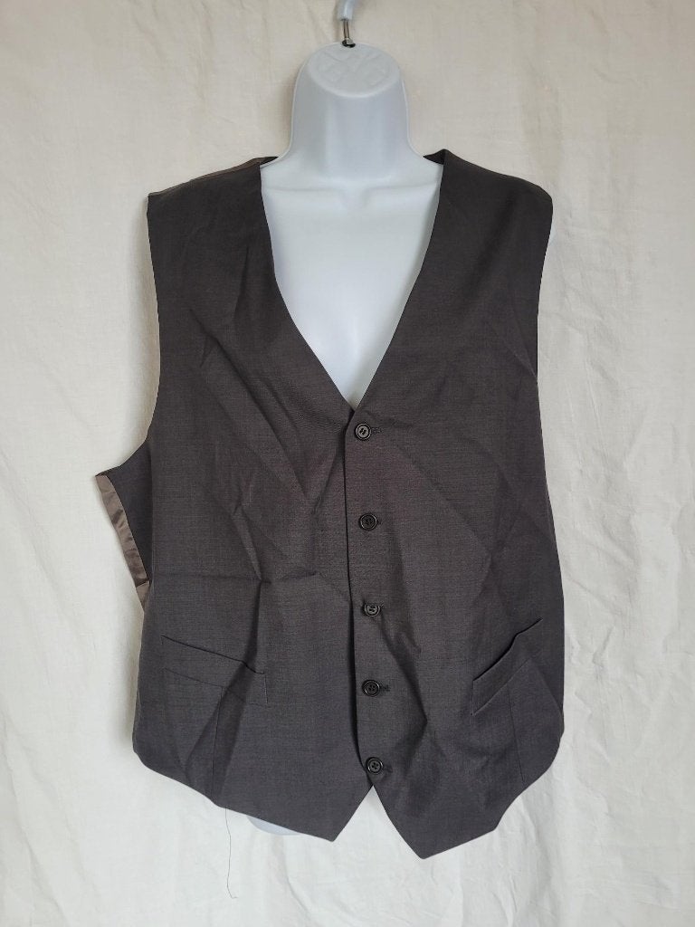 Net gillet 100% scheerwol mt 54, Kleding | Heren, Kostuums en Colberts, Zo goed als nieuw, Maat 52/54 (L), Grijs, Verzenden