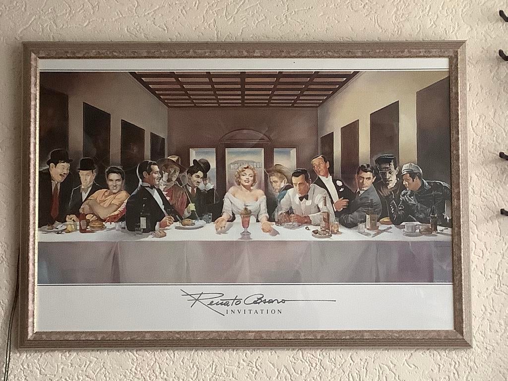 Renato Casaro verlicht schilderij Hollywood met filmsterren, Ophalen, Gebruikt, Poster, Artwork of Schilderij