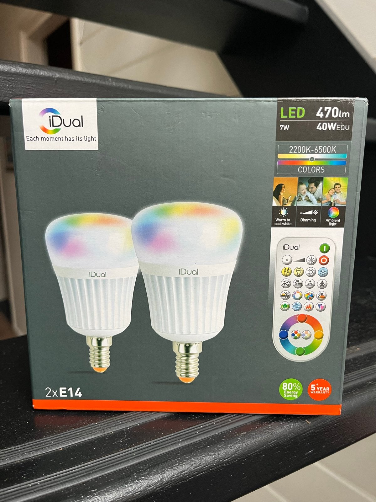 iDual LED Lampen E14 - 2 stuks met afstandsbediening, Overige merken, Kunststof, Meerkleurig, E14 (klein)