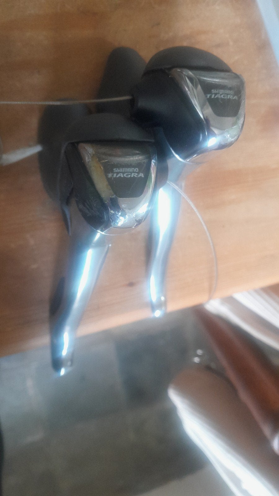 Shimano tiagra st 4500 sti shifters 2x9, Gebruikt, Titanium, Overige typen, Ophalen of Verzenden