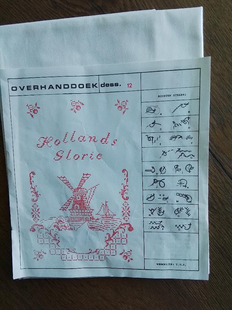Voorgedrukte overhanddoek Hollands glorie Afmeting hele lap, Hobby en Vrije tijd, Borduren en Borduurmachines, Ophalen of Verzenden