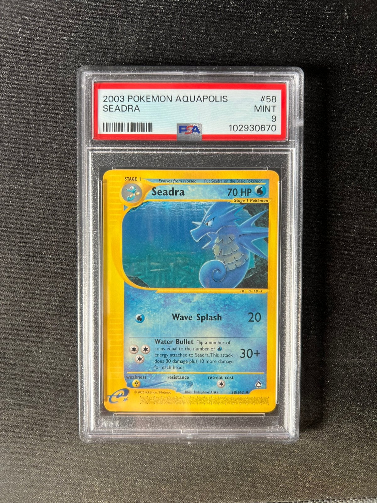 Seadra 58 Pokemon Kaart PSA 9, Ophalen of Verzenden, Nieuw, Losse kaart