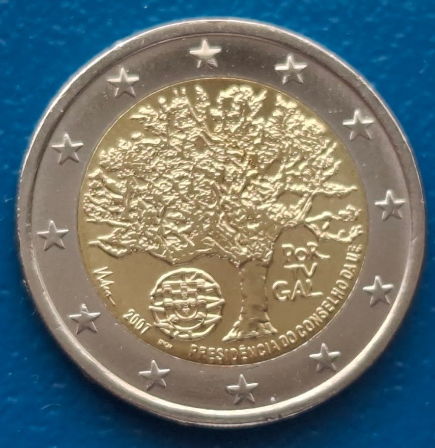 Portugal 2 Euro "EU Voorzitter" - 2007, Postzegels en Munten, Verzenden, Portugal, 2 euro, Losse munt