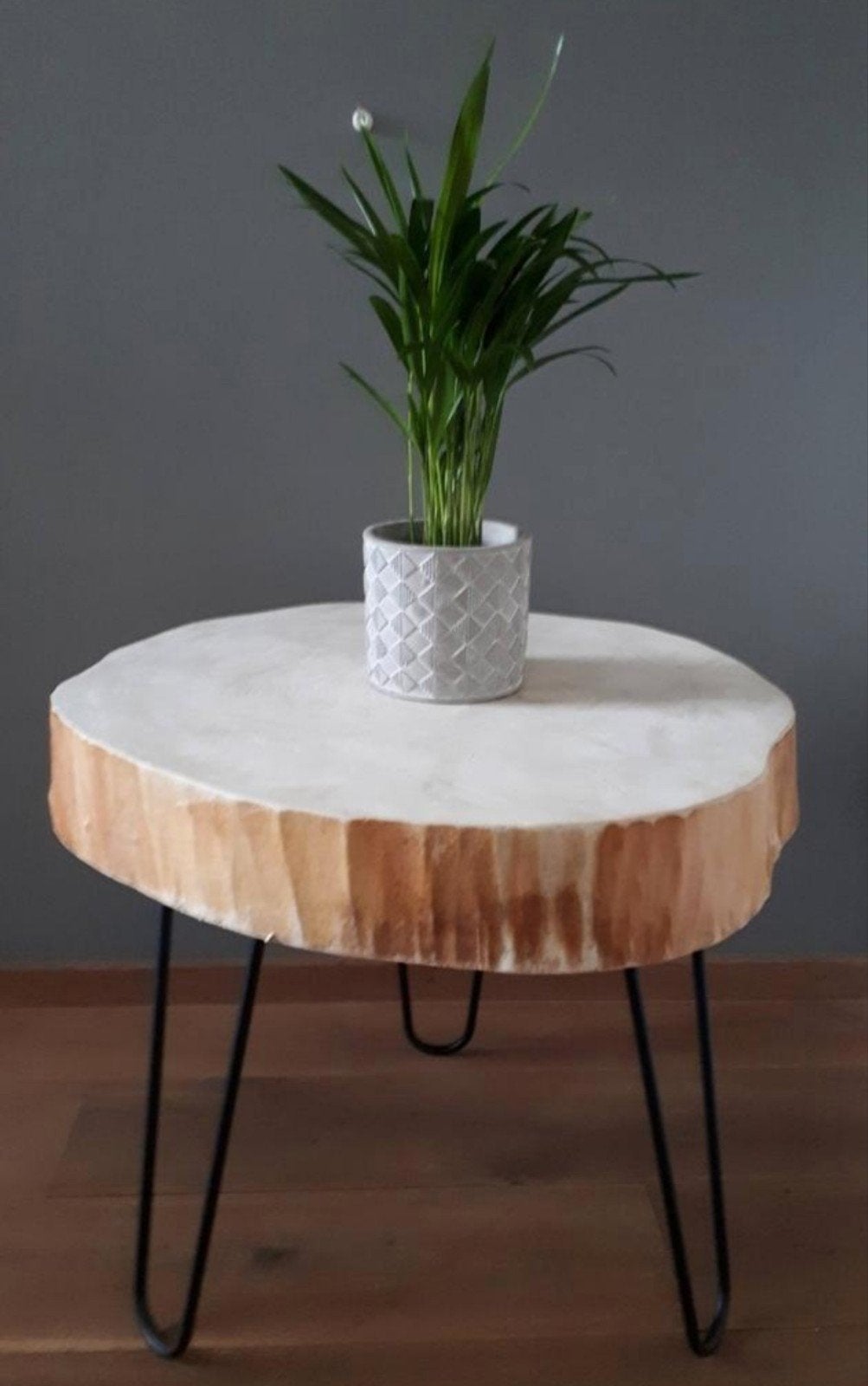 🪵BOOMSCHIJF TAFEL SALONTAFEL BIJZETTAFEL HOUTSCHIJF HAIRPIN, Ophalen, Nieuw