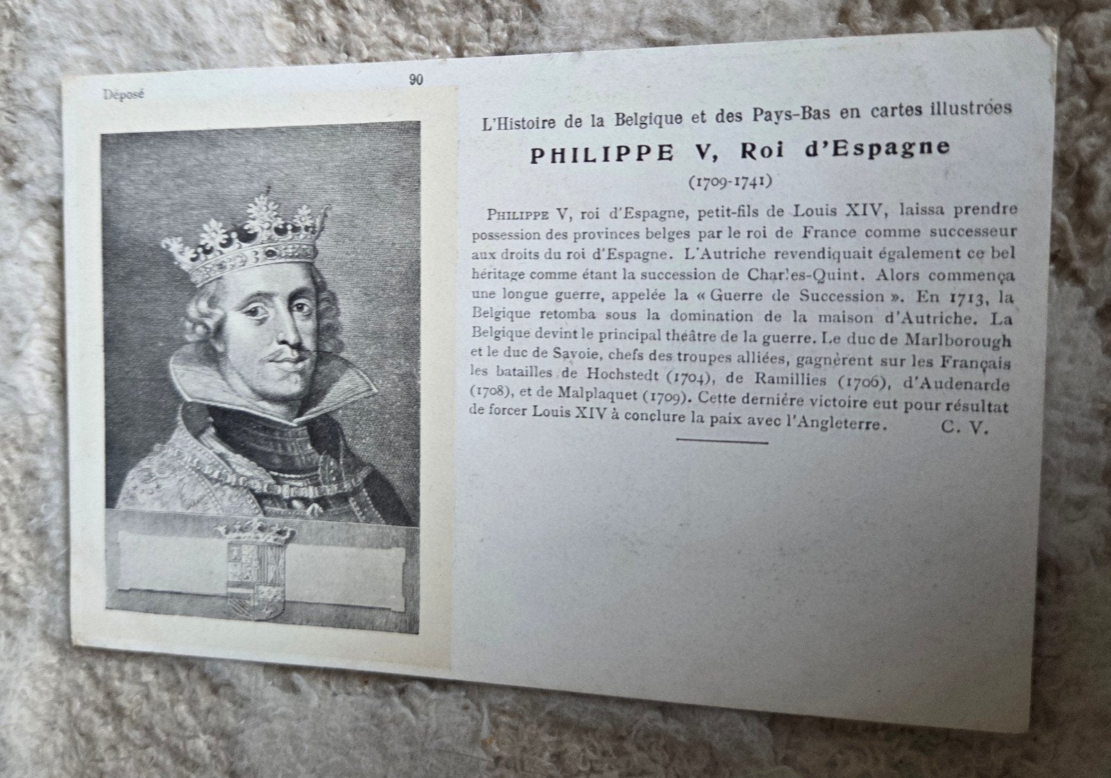 Oude postkaart Filips V, Koning van Spanje (1709-1741), Verzenden, Voor 1920, Ongelopen, Politiek en Historie