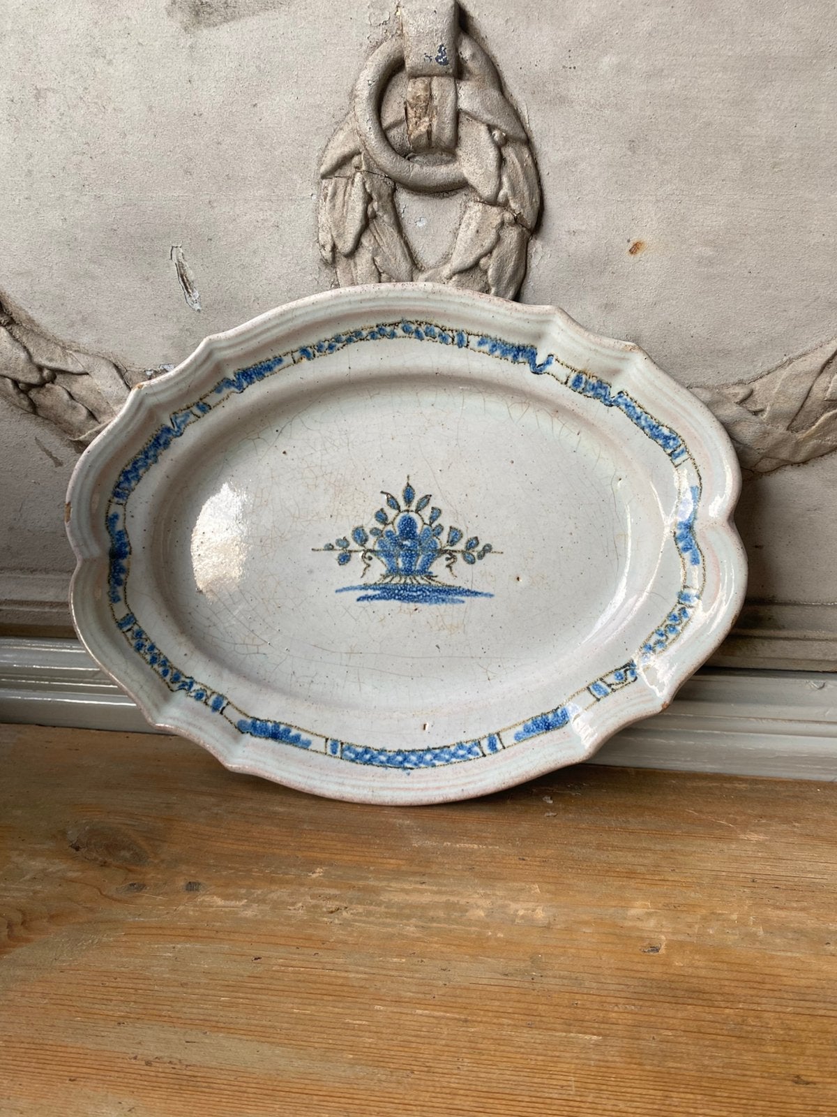 Antieke Franse aardewerk schaal, Ophalen of Verzenden