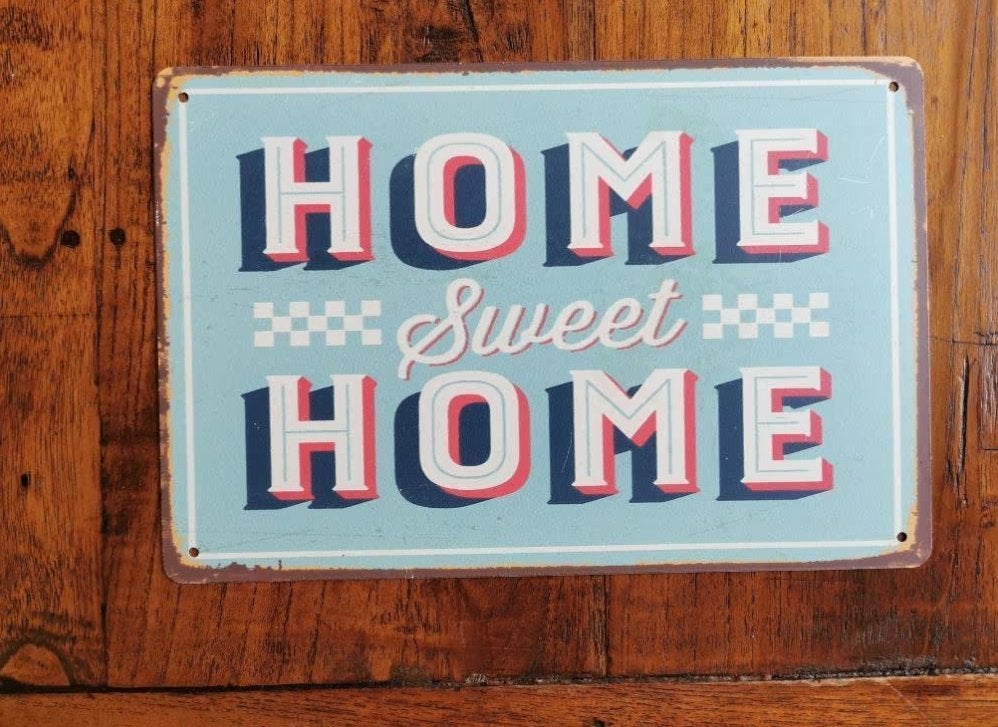 Emaille tekstbord met tekst: Home Sweet Home., 30 cm, Ophalen of Verzenden, Zo goed als nieuw, 20 cm
