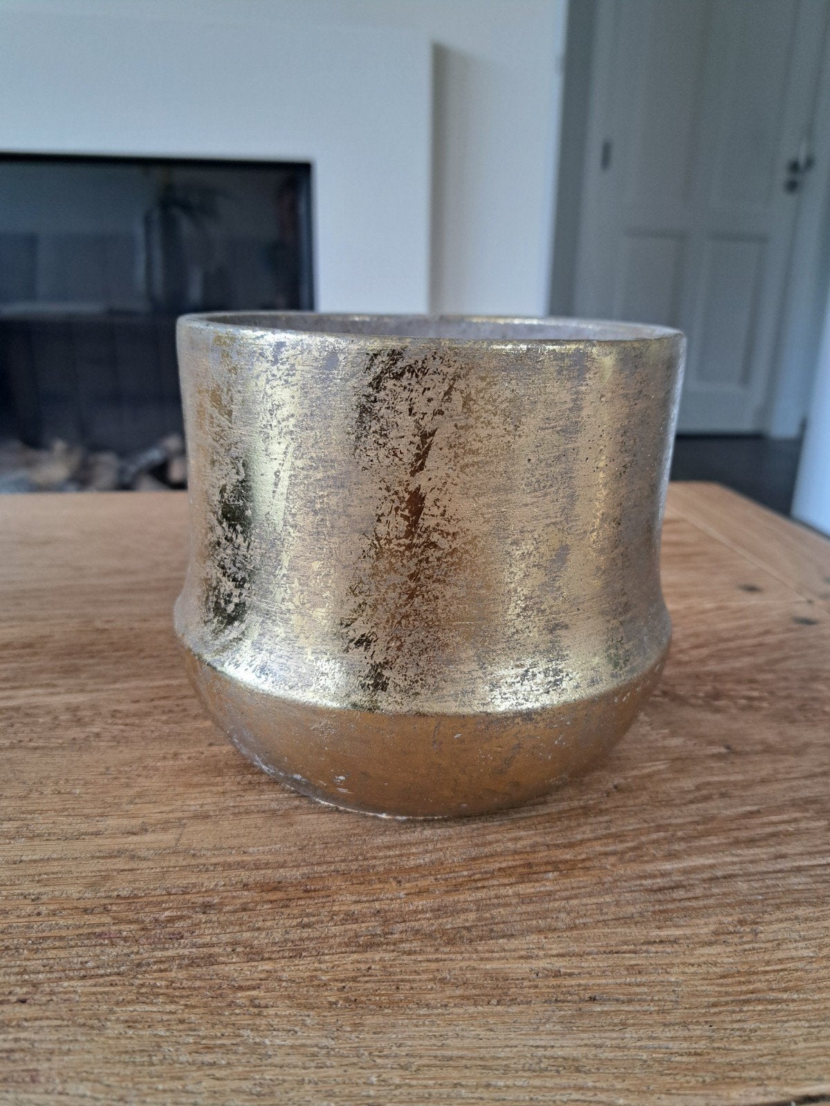 Bloempot goud kleur, Ophalen of Verzenden, Overige kleuren, Overige materialen, Minder dan 50 cm
