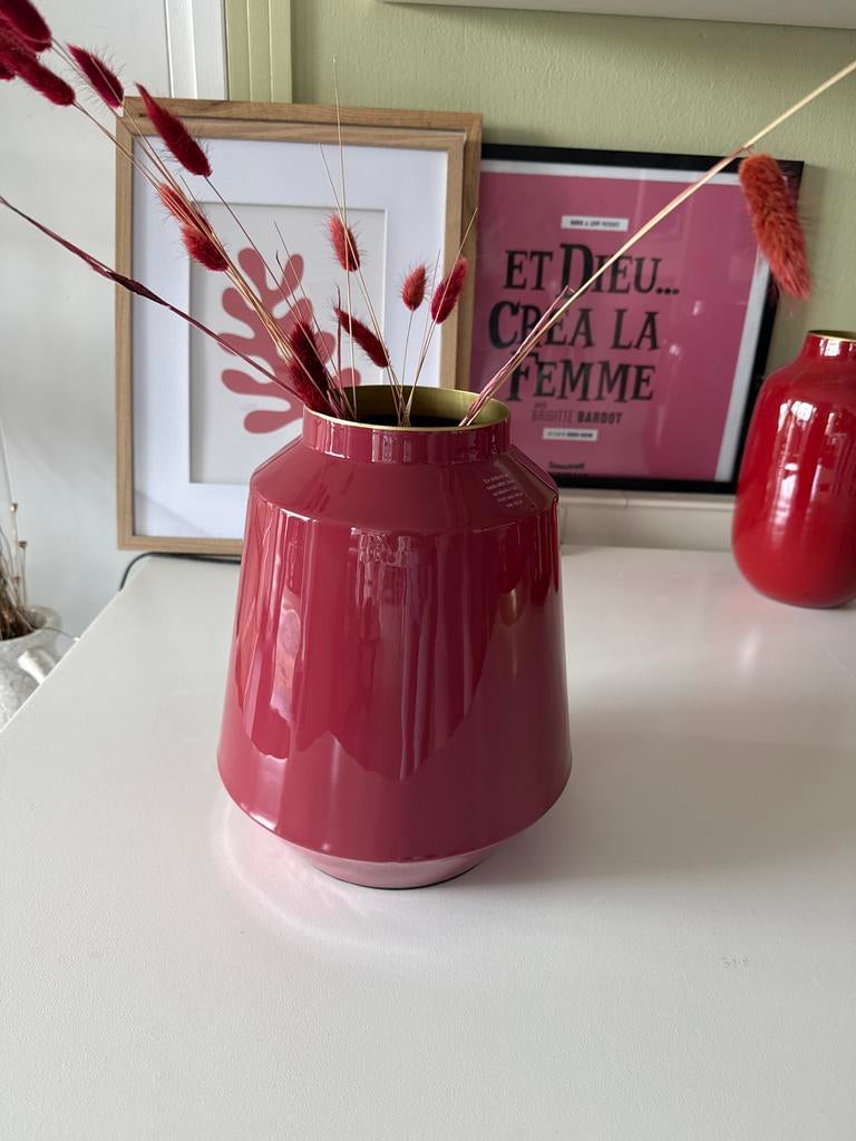 Leuke roze/rode vaas van Pip Studio, Overige materialen, Ophalen of Verzenden, Zo goed als nieuw, Minder dan 50 cm