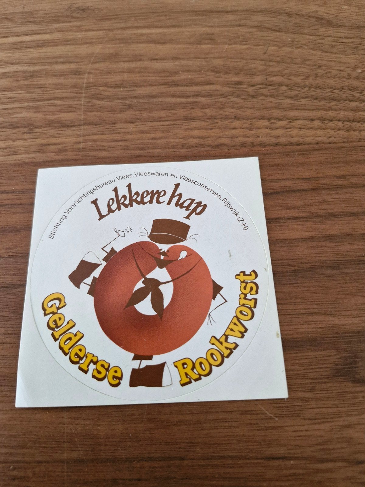 11162 Vintage Gelderse Rookworst Sticker - Lekkere hap, Ophalen of Verzenden, Zo goed als nieuw, Overige typen
