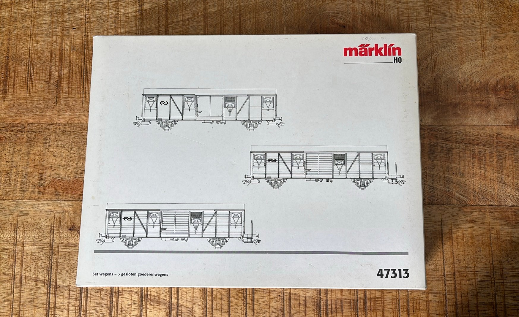 Marklin 47313 set wagens 3 gesloten goederenwagens in ovp., Ophalen, Wisselstroom, Wagon, Zo goed als nieuw
