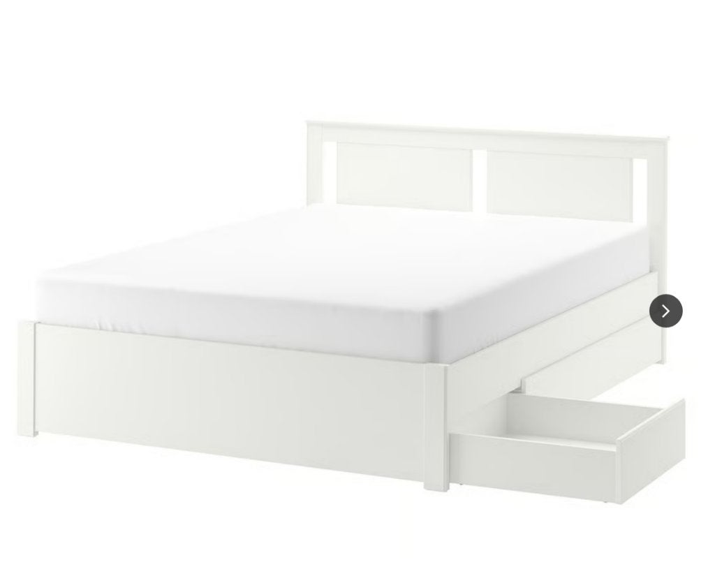 ikea SONGESAND Bedframe 140x200cm met LEIRSUND lattenbodem, Huis en Inrichting, Ophalen, Gebruikt, Wit, Tweepersoons
