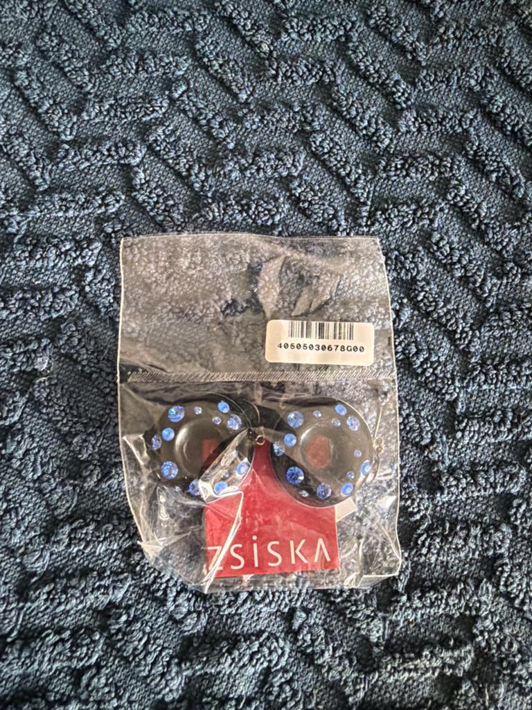 Siska Oorbellen Zwart met Blauwe Steentjes, Sieraden, Tassen en Uiterlijk, Oorbellen, Met kristal, Overige materialen, Hangers