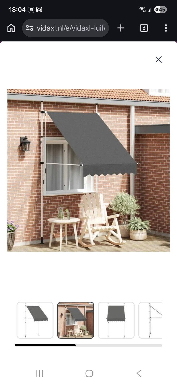 Klemluifel zonwering handmatig +/- 150cm, Ophalen, Gebruikt, Knikarmscherm